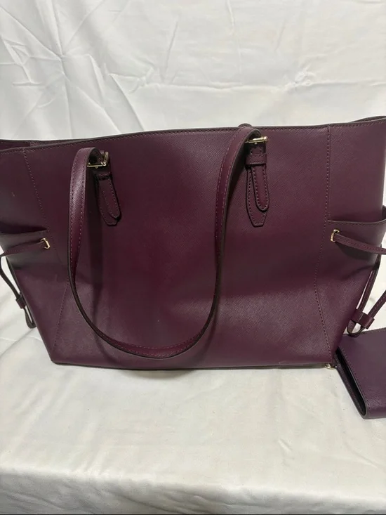 Michael Kors Deep Plum Saffiano Tote with Matching Wristlet - Picture 11 of 13